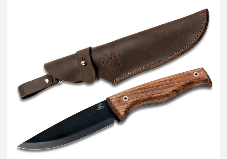 Laden Sie das Bild in Galerie -Viewer, {Beavercraft BSH3 - Feststehendes Bushcraft Messer mit Walnussholzgriff und Lederscheide-SOTA Outdoor
