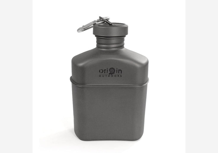 Load image into Gallery viewer, Feldflasche aus Titan 1l mit Tragetasche aus Nylon Ultraleicht-SOTA Outdoor
