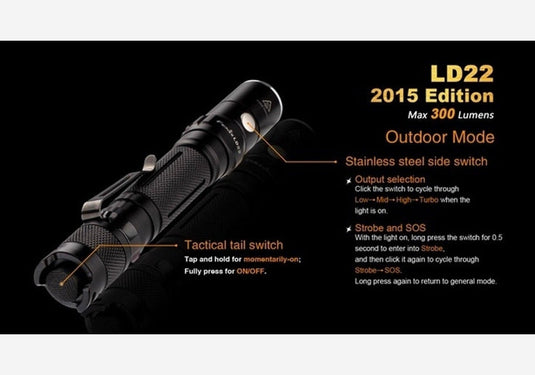 Fenix LD22 2015 Edition LED-Taschenlampe 300 Lumen-SOTA Outdoor