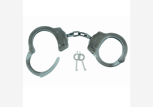 Handschelle Polizei STRONG aus Edelstahl - Double Lock + 2 Schlüssel + Vernickelt