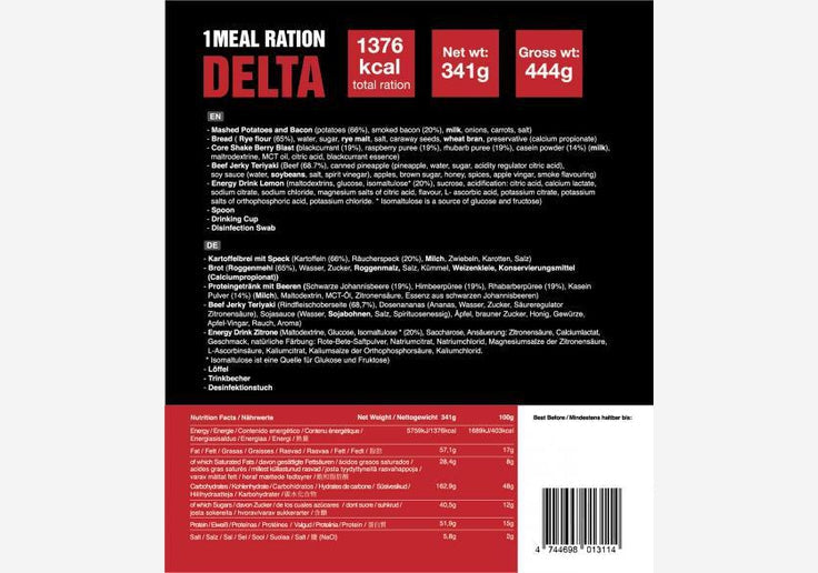 Laden Sie das Bild in Galerie -Viewer, {Tactical Foodpack 1 Meal Ration Delta Outdoor-Nahrung 1376 kcal-SOTA Outdoor
