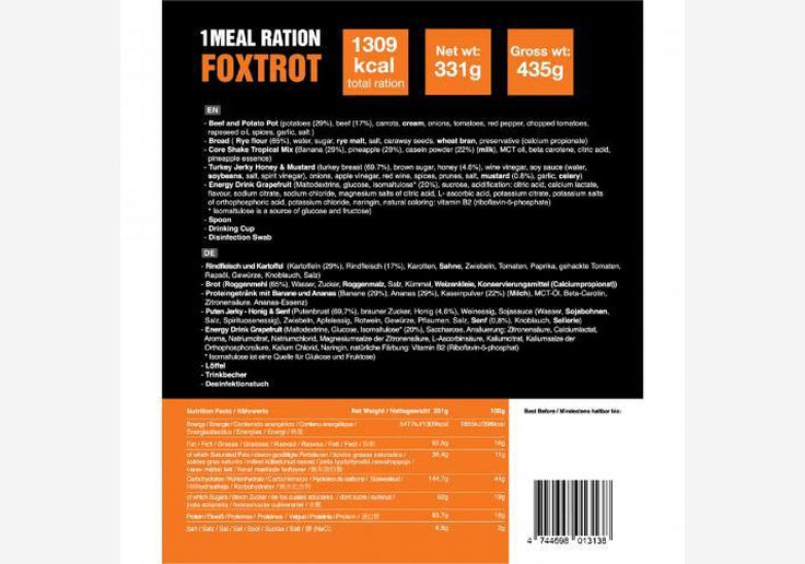 Laden Sie das Bild in Galerie -Viewer, {Tactical Foodpack 1 Meal Ration Foxtrott Outdoor-Nahrung 1309 kcal-SOTA Outdoor

