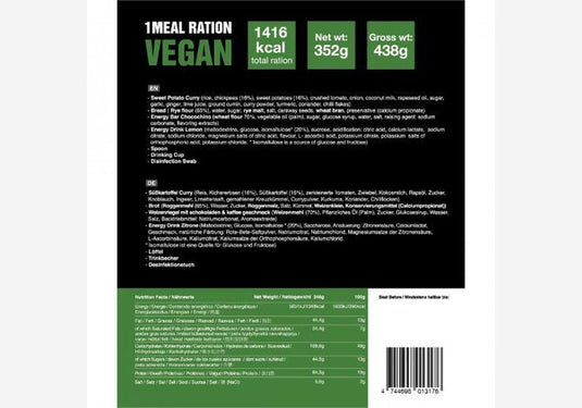 Tactical Foodpack 1 Meal Ration Vegan Outdoor-Nahrung 1416 kcal-SOTA Outdoor